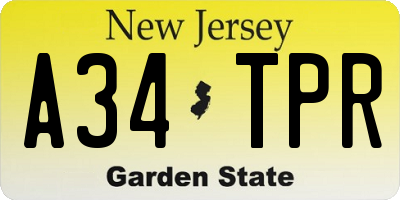 NJ license plate A34TPR