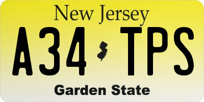 NJ license plate A34TPS