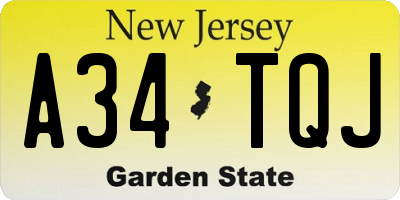 NJ license plate A34TQJ