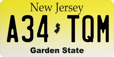 NJ license plate A34TQM