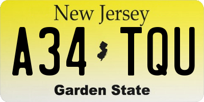 NJ license plate A34TQU