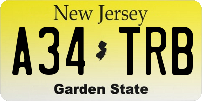 NJ license plate A34TRB