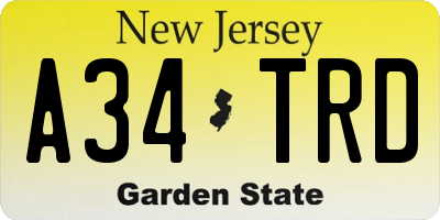 NJ license plate A34TRD