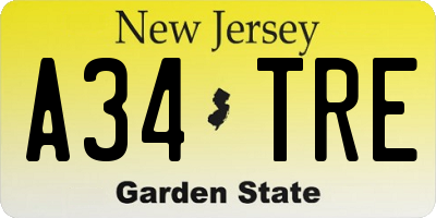 NJ license plate A34TRE