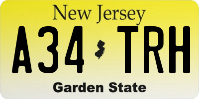 NJ license plate A34TRH