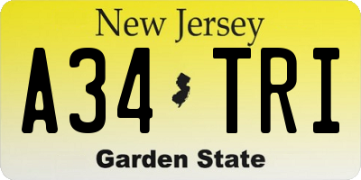 NJ license plate A34TRI