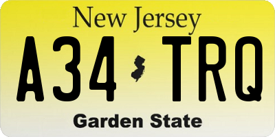 NJ license plate A34TRQ
