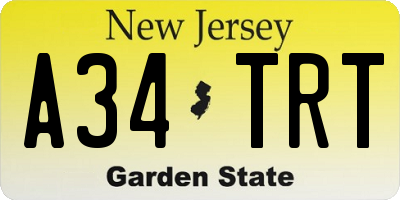 NJ license plate A34TRT