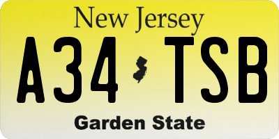 NJ license plate A34TSB