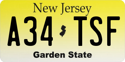 NJ license plate A34TSF