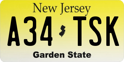 NJ license plate A34TSK