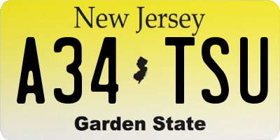 NJ license plate A34TSU