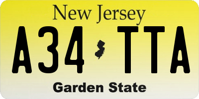 NJ license plate A34TTA