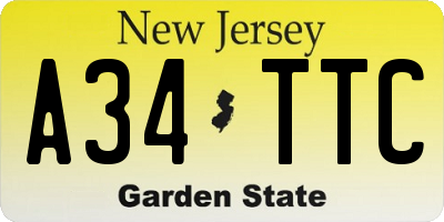 NJ license plate A34TTC