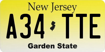 NJ license plate A34TTE