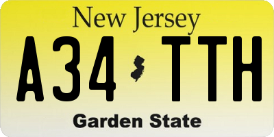 NJ license plate A34TTH