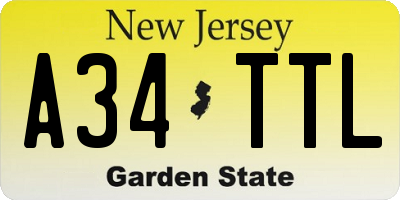 NJ license plate A34TTL