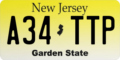 NJ license plate A34TTP