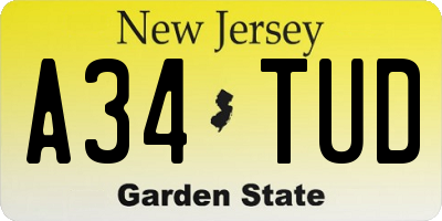 NJ license plate A34TUD