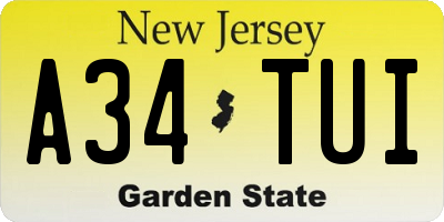 NJ license plate A34TUI