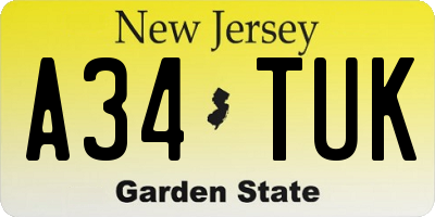 NJ license plate A34TUK