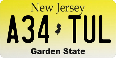 NJ license plate A34TUL