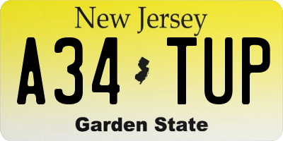 NJ license plate A34TUP