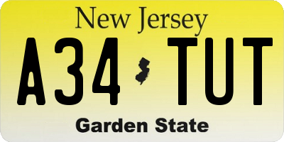 NJ license plate A34TUT