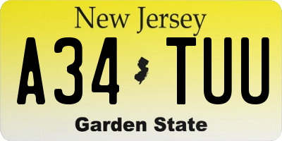 NJ license plate A34TUU