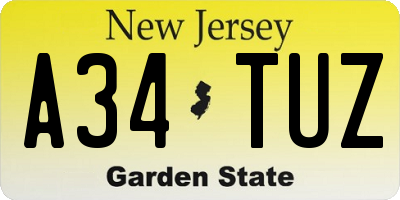 NJ license plate A34TUZ