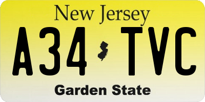 NJ license plate A34TVC