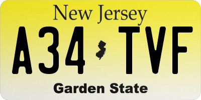 NJ license plate A34TVF