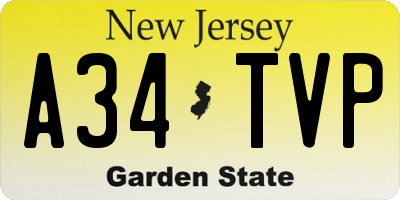NJ license plate A34TVP