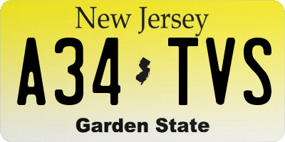 NJ license plate A34TVS