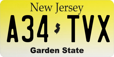 NJ license plate A34TVX
