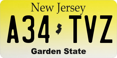 NJ license plate A34TVZ