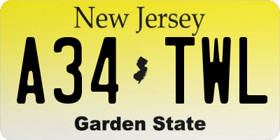 NJ license plate A34TWL