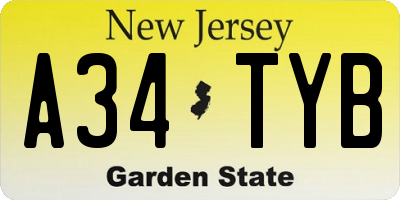 NJ license plate A34TYB