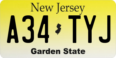 NJ license plate A34TYJ