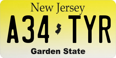 NJ license plate A34TYR
