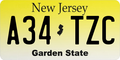 NJ license plate A34TZC