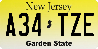NJ license plate A34TZE
