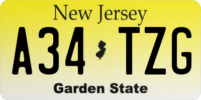 NJ license plate A34TZG
