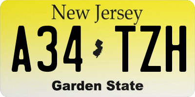 NJ license plate A34TZH