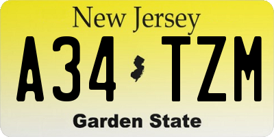 NJ license plate A34TZM