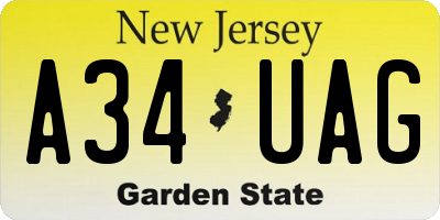 NJ license plate A34UAG