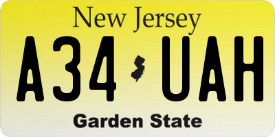 NJ license plate A34UAH