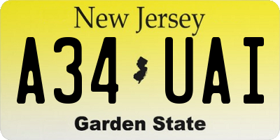 NJ license plate A34UAI