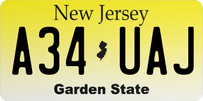NJ license plate A34UAJ