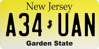 NJ license plate A34UAN